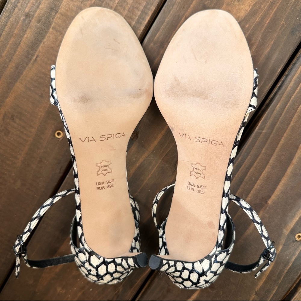 Via Spiga High Heel Sandals | Size 9.5M (EU 39.5) | Snakeskin Print | Excellent - Picture 9 of 11
